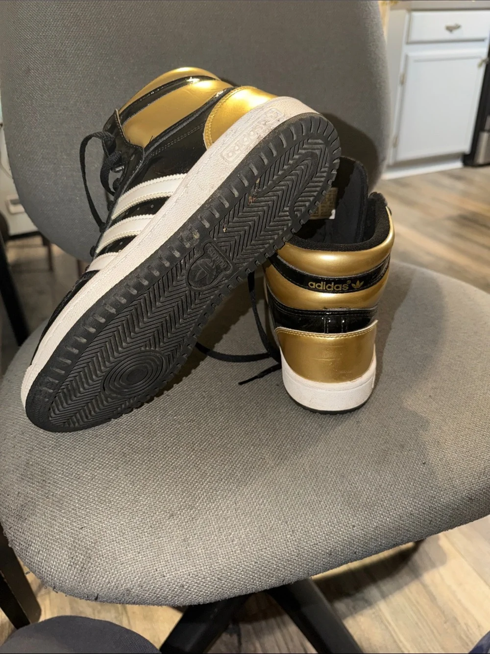adidas Kids Black and Gold High-Top Sneakers